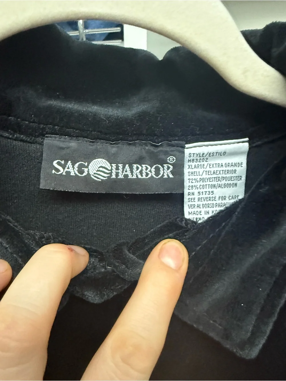 Vintage 90s Sag Harbor Whimsigoth Velvet Button Down Shirt XL Black Velour goth